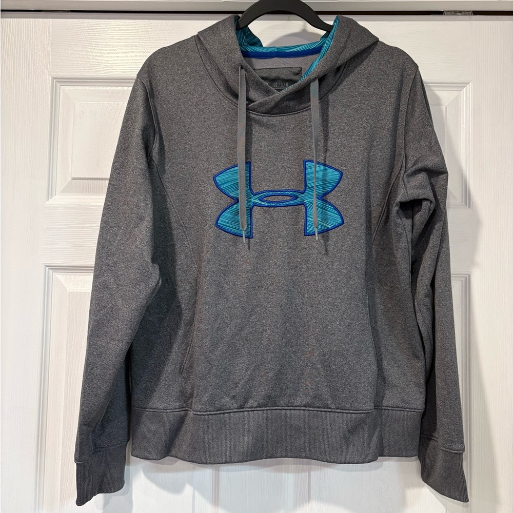 Under Armour Gray Hoodie with Blue Emblem
